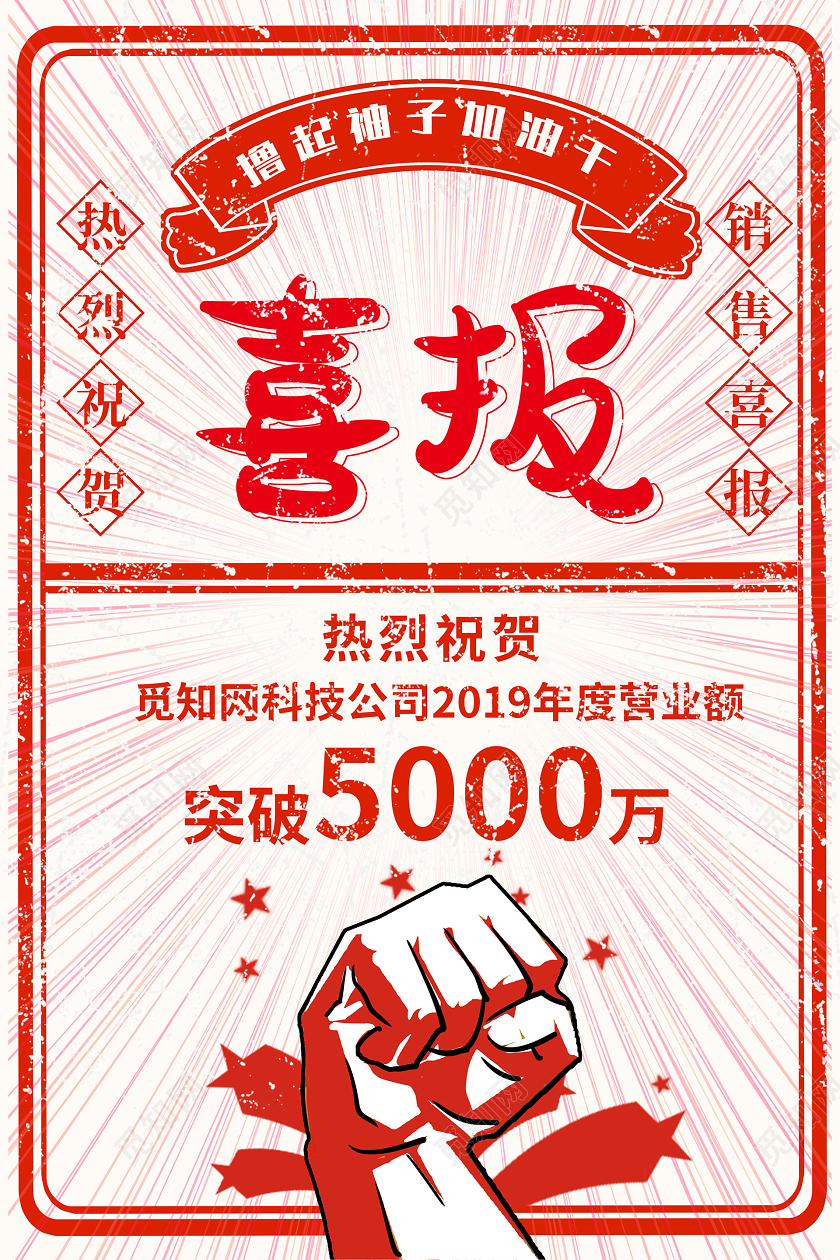 简约大气红白色喜报企业销售喜报海报模板设计业绩喜报