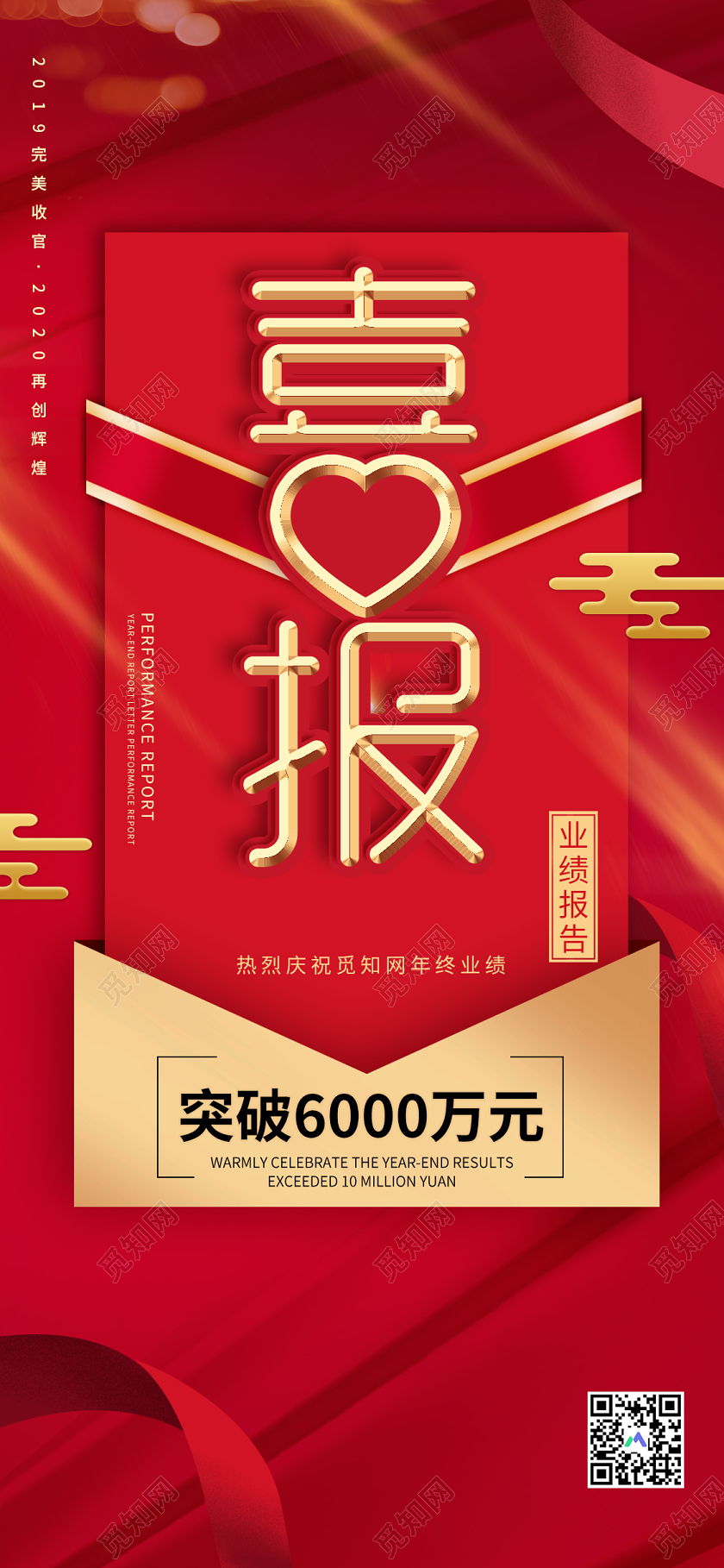 红色简约大气喜报业绩报告ui手机H5宣传海报