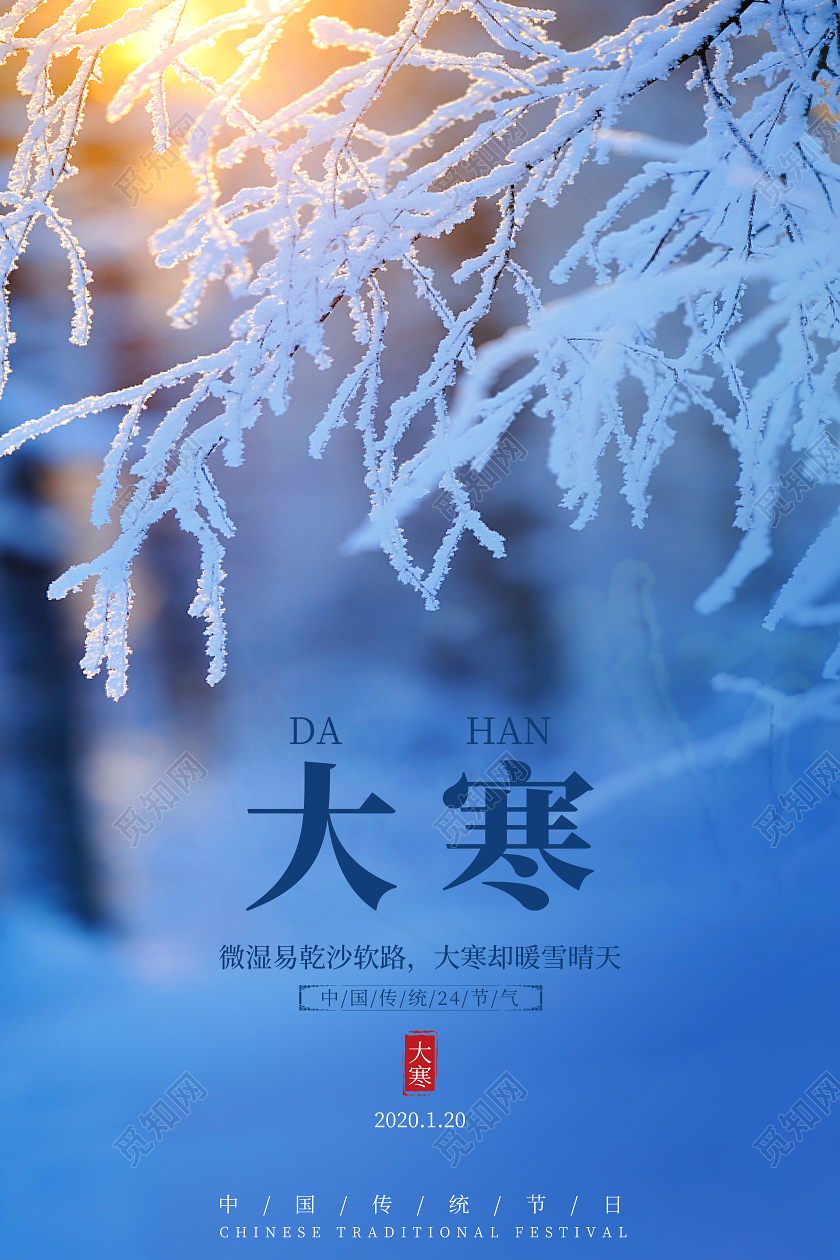 中国传统节日二十四节气大寒宣传海报