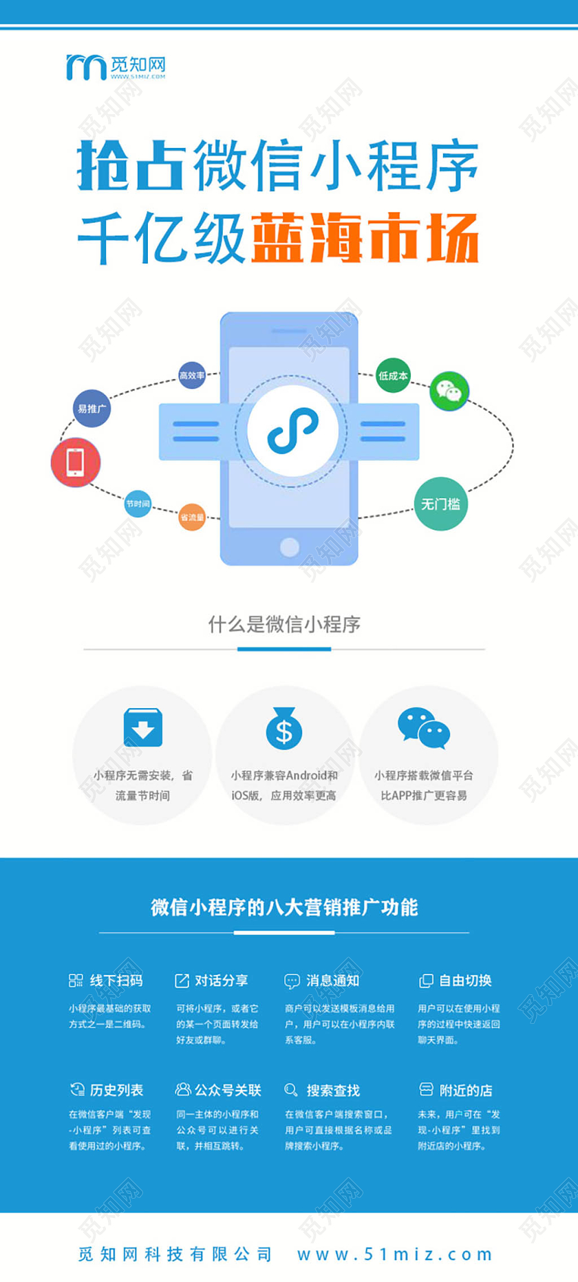 蓝色简约微信小程序宣传展架易拉宝
