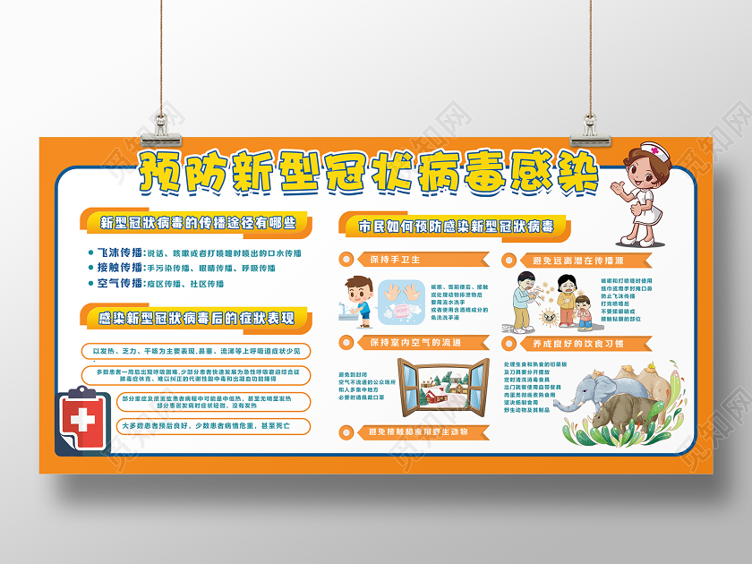 2020湖北武汉预防治感染新型冠状肺炎感染展板宣传栏