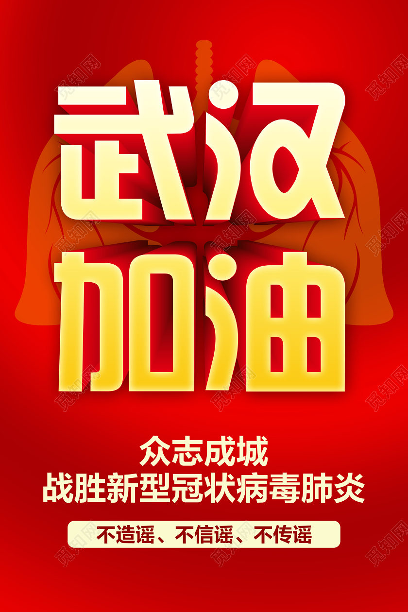 红色简约武汉加油宣传海报