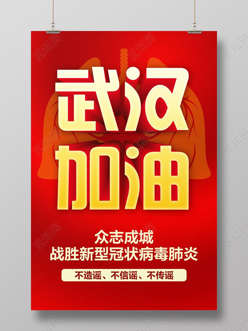 红色简约武汉加油宣传海报