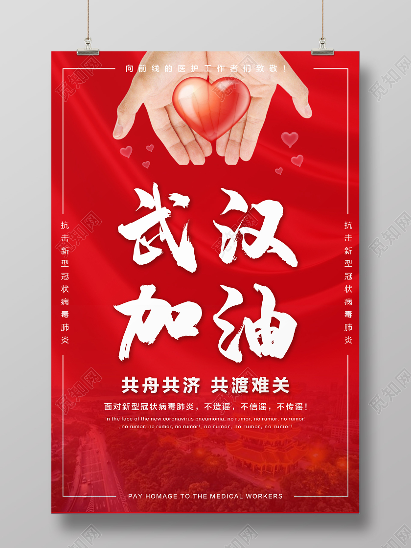 加油武汉新型冠状传染防护肺炎医护人员