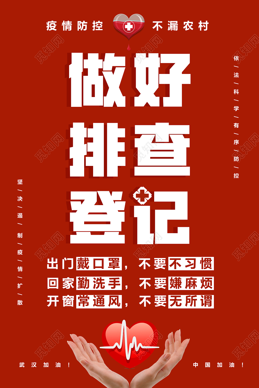 医疗预防治湖北武汉加油新型冠状肺炎登记海报