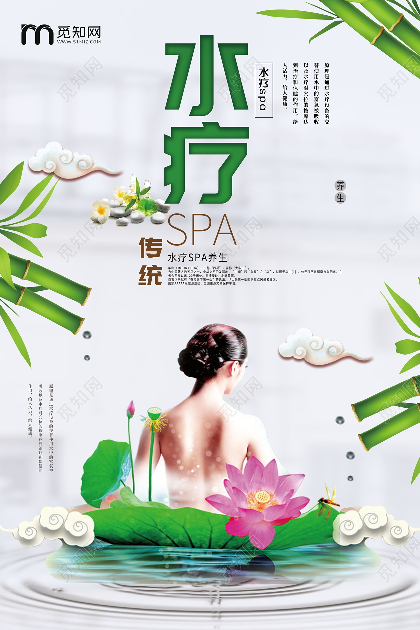 传统SPA水疗养生健康美容海报