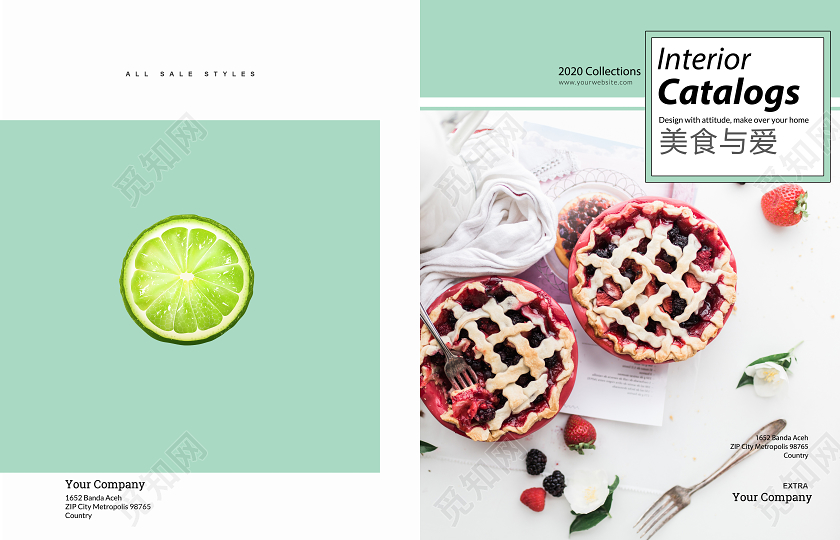 美食菜单食谱清新简约性冷淡风格水果美食餐饮画册