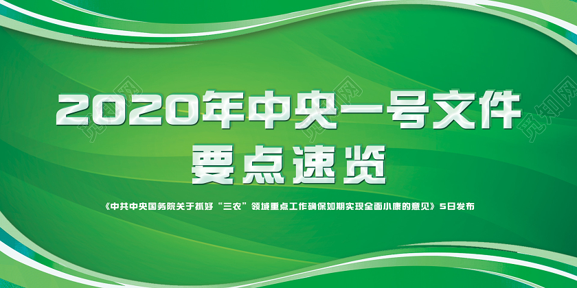 绿色简约线条2020年中央一号文件要点速览党政党建宣传栏展板