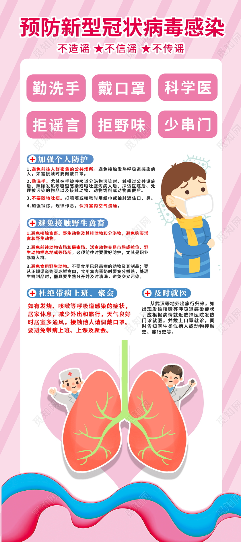 复工卡通防范冠状病毒新型冠状病毒疫情防护展架易拉宝