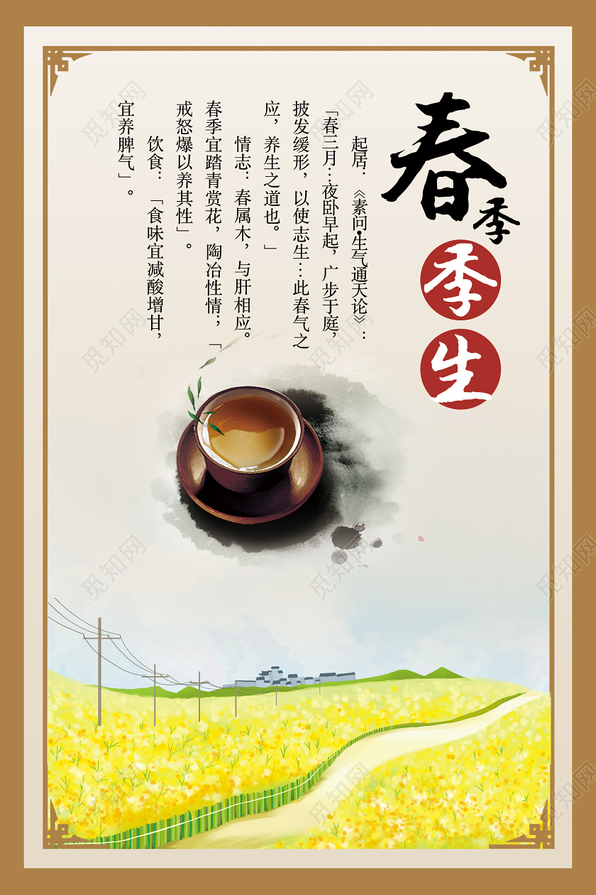 中国风春季养生宣传海报
