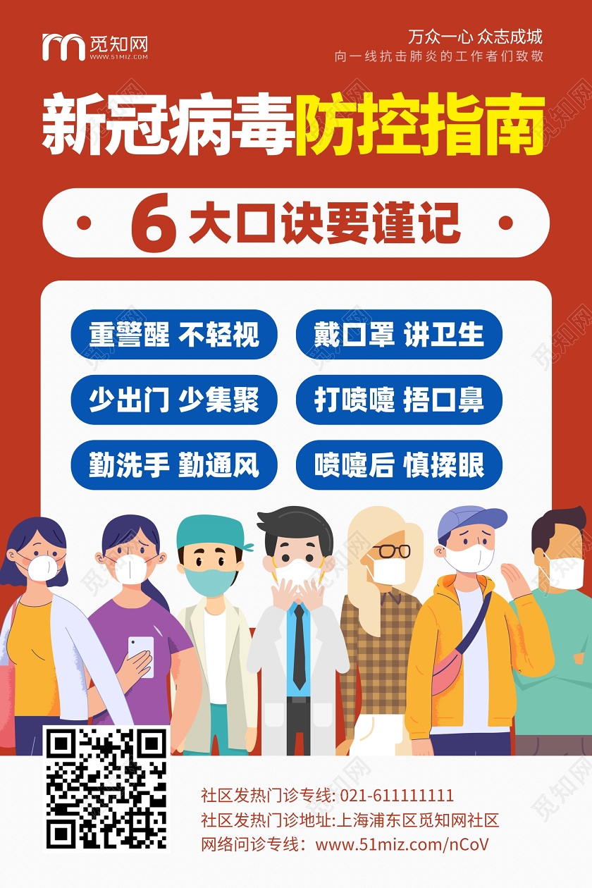 新型冠状病毒预防感染武汉肺炎疫情预防海报