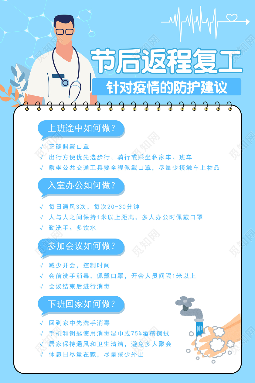 海报返程节后复工疫情新型冠状病毒