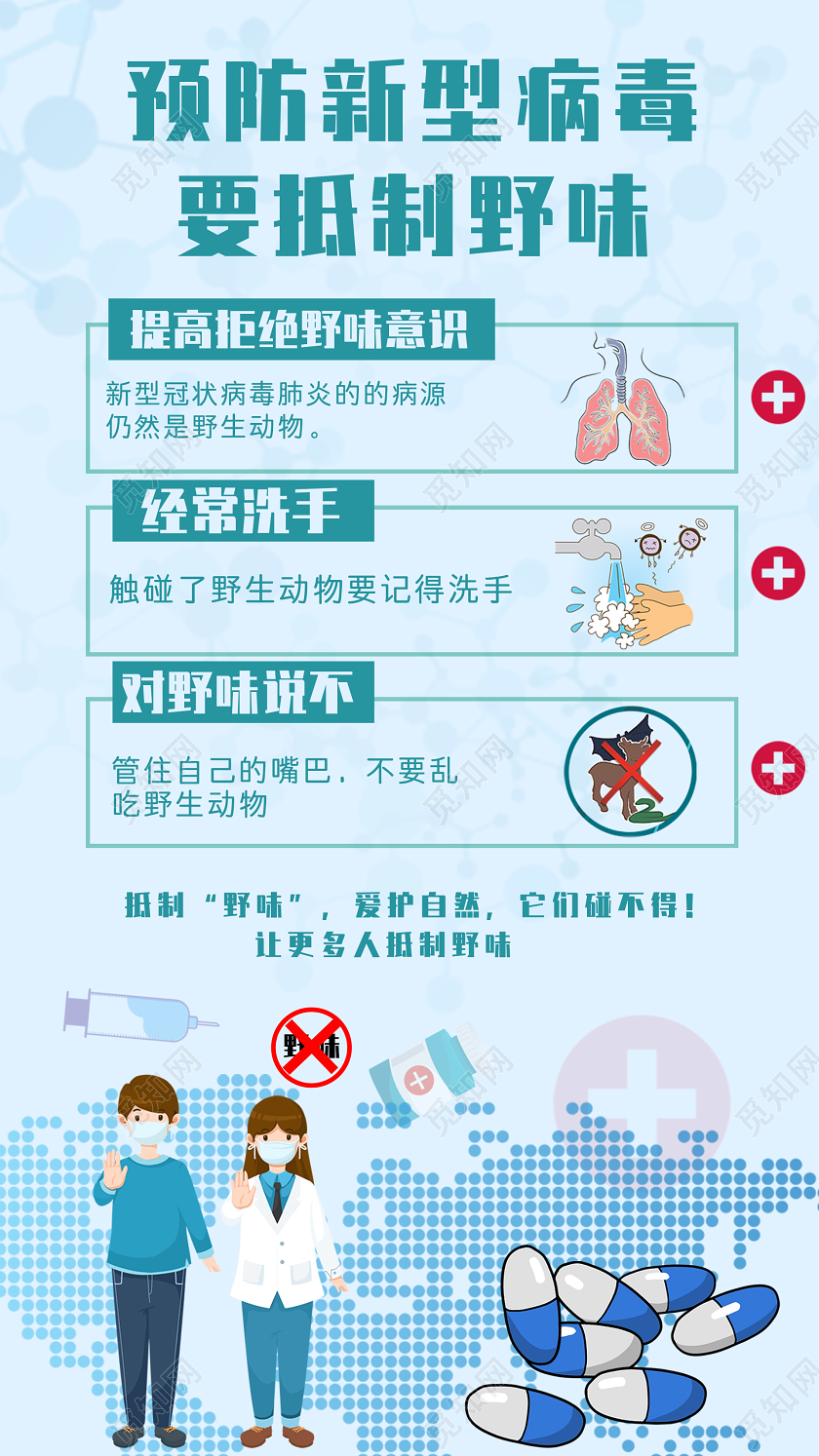 简约大气预防新型病毒要抵制野味uih5线上教育线上教学线上课堂线上课