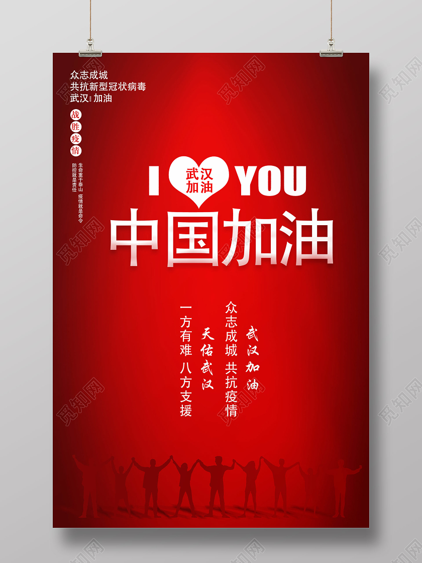 中国加油武汉加油战胜疫情肺炎海报