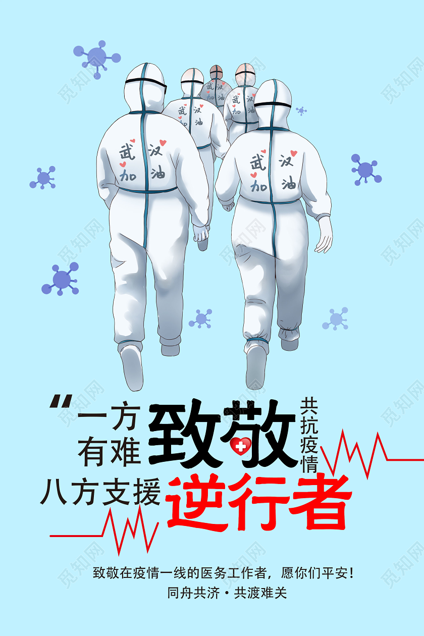 致敬逆行者武汉加油共抗疫情肺炎病毒公益海报