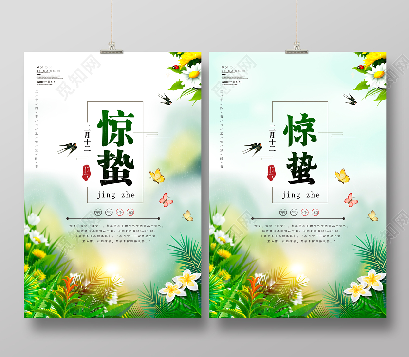 春天中国传统二十四节气惊蛰节气海报