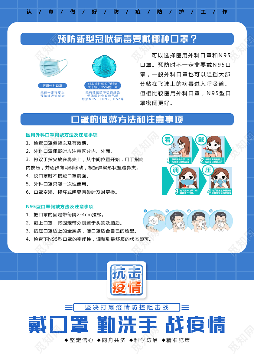 新型冠状病毒肺炎出门请戴口罩大气简约宣传单