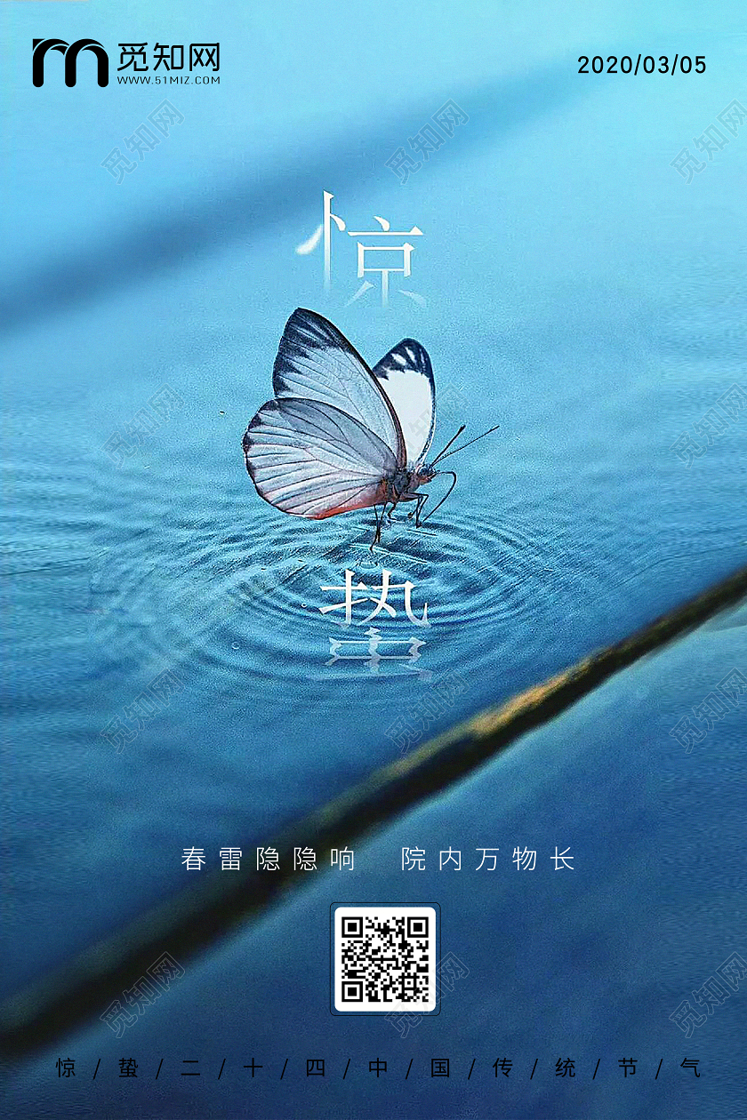 简约二十四节气惊蛰节日春雷隐隐响万物院内长房地产海报