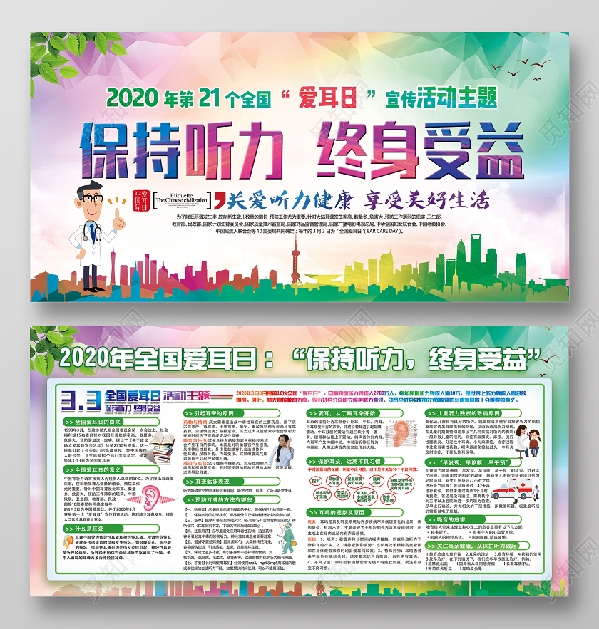 开展爱耳日活动提高爱耳护耳意识展板全国爱耳日