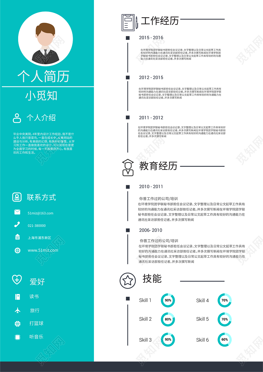 简约大气清新个人简历个人求职简历
