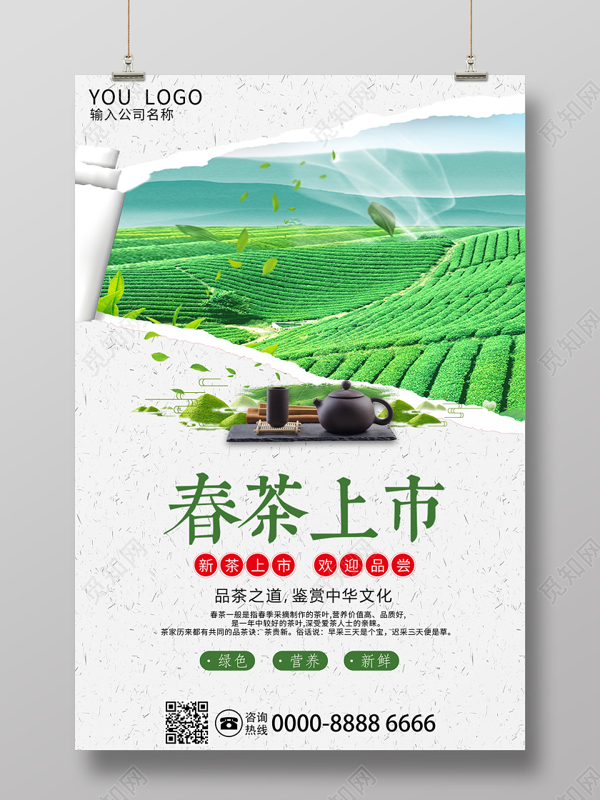 绿色简洁新茶上市春茶上市茶叶海报设计