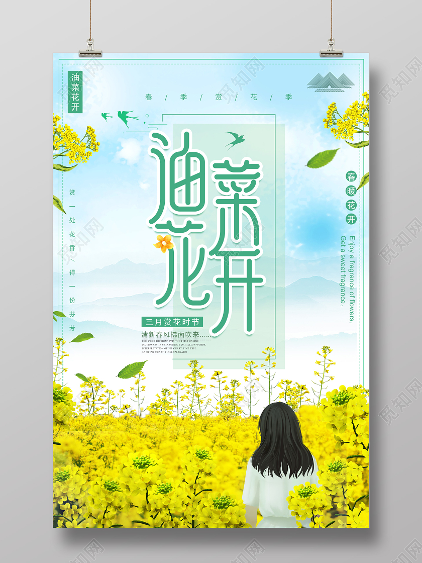 春天油菜花开宣传海报