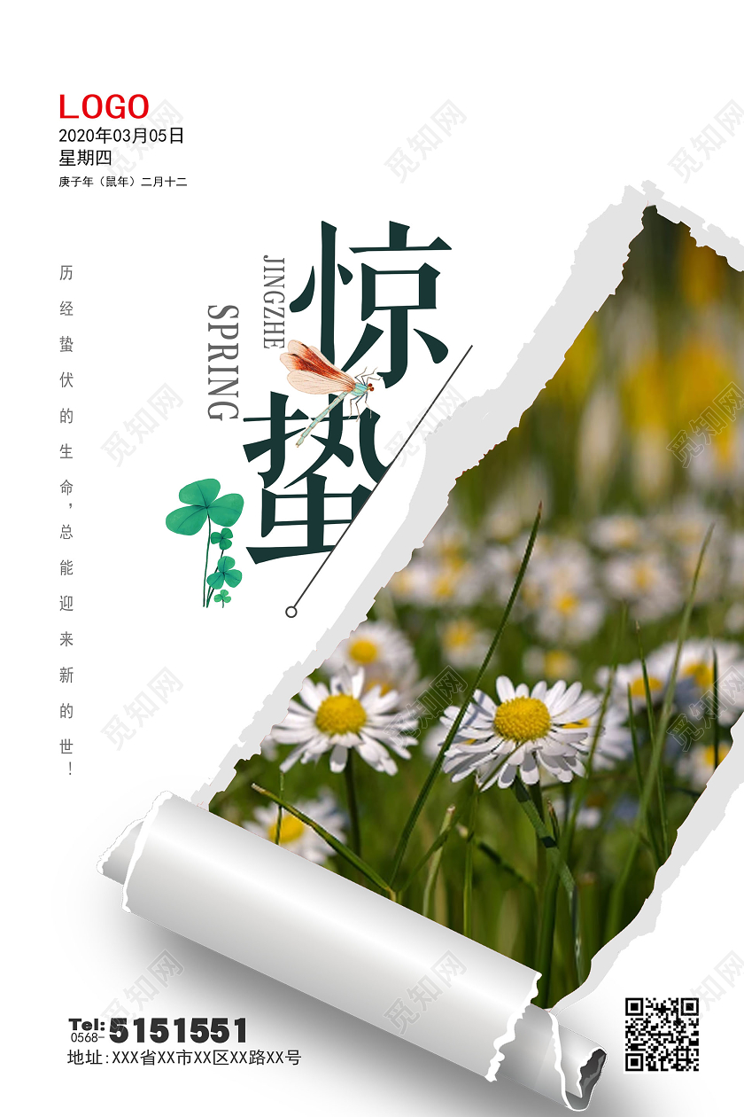 惊蛰二十四节气宣传海报