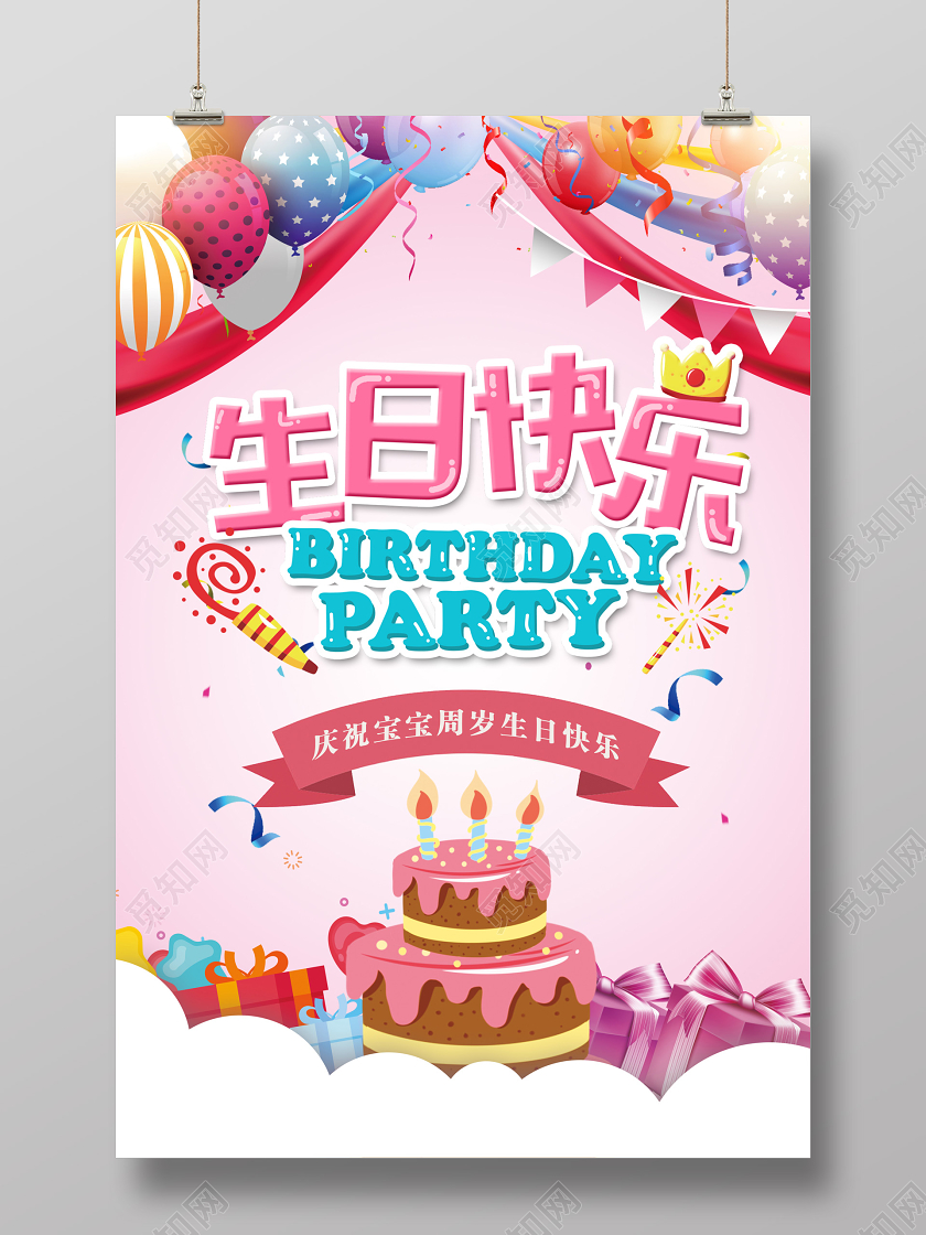 儿童生日生日快乐宣传海报