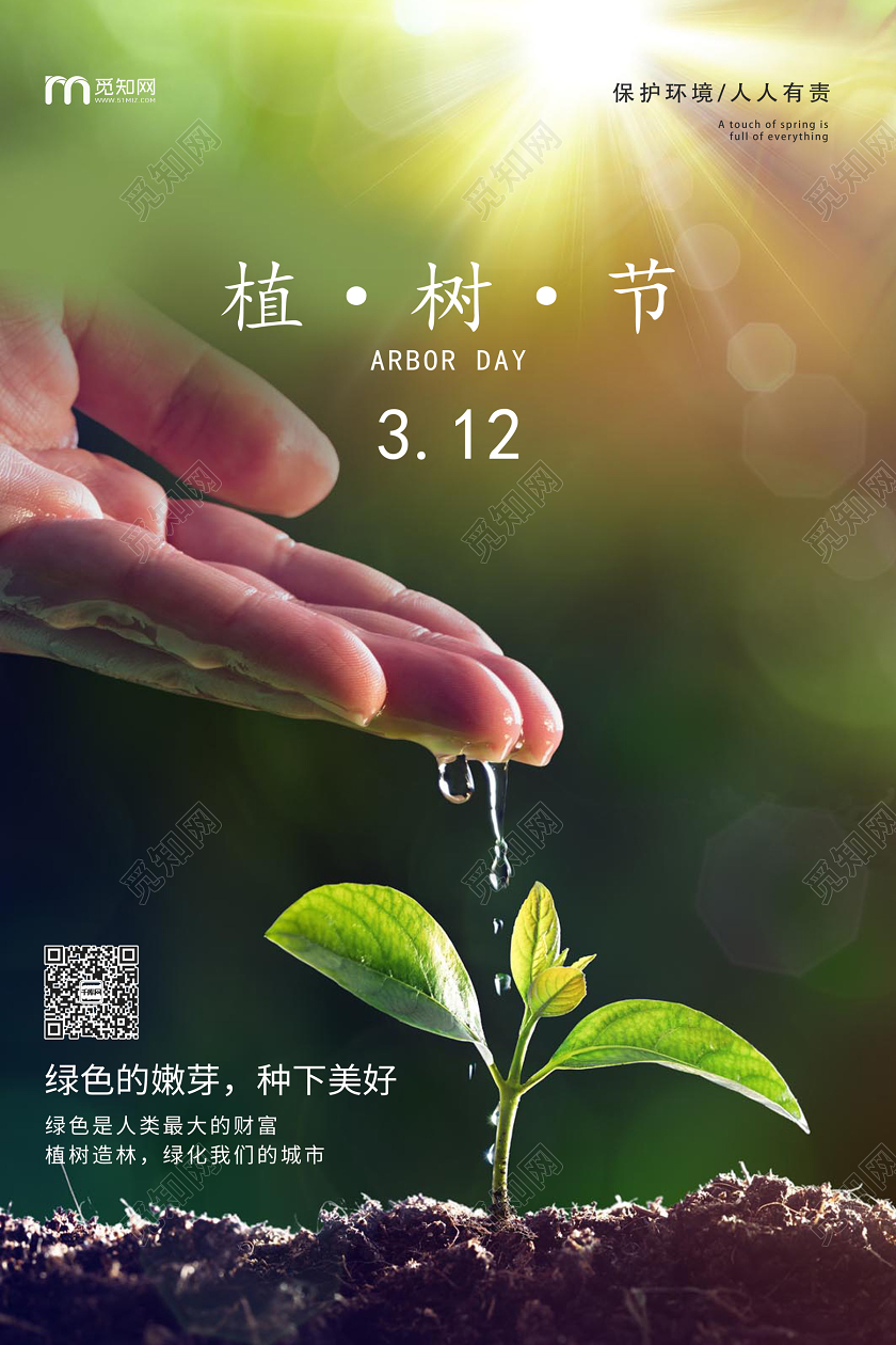 绿色创意新颖312植树节海报