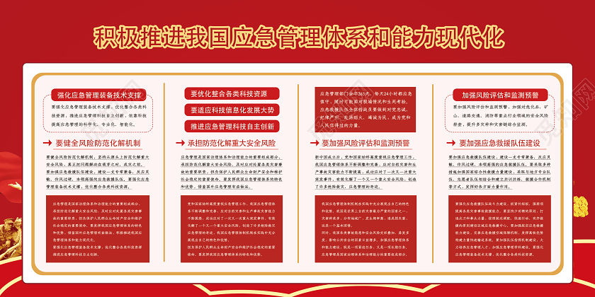党课党建党政红色大气党建党课推进应急管理系统现代化展板
