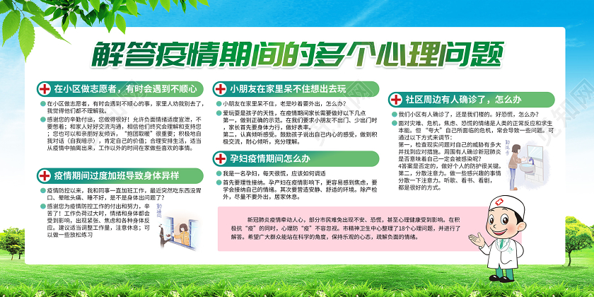简约清新疫情心理咨询心理健康宣传展板