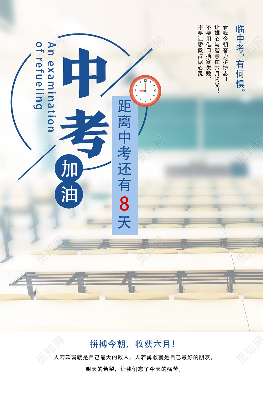 白色文艺风中考加油中考冲刺海报