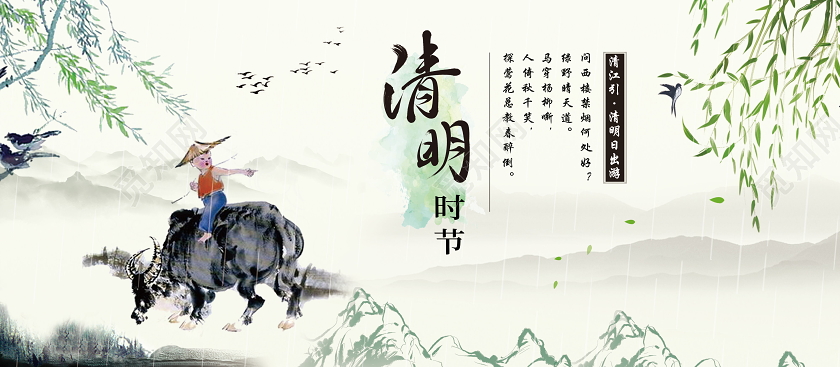 中国风清明节传统节日展板清明节海报