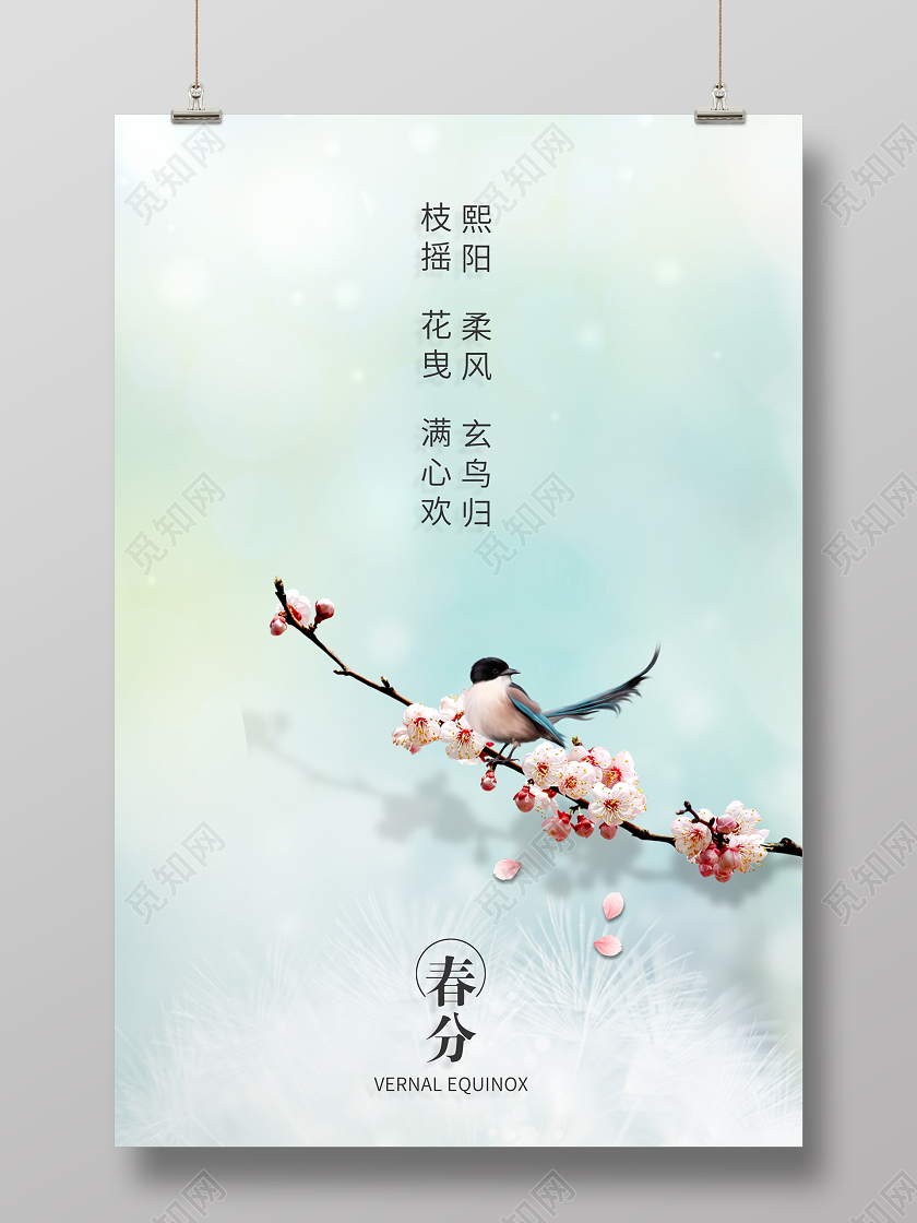 简约唯美春分24节气海报设计