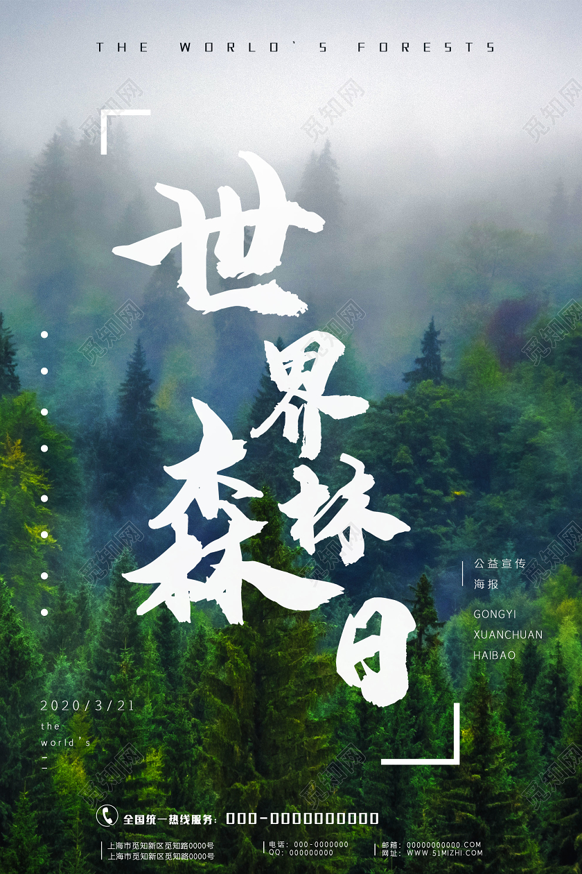 绿色意境世界森林日公益3月21日海报