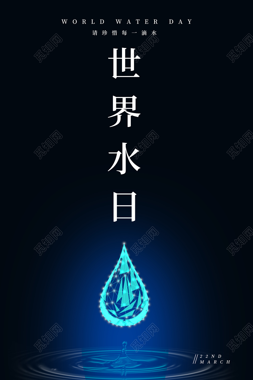 深色简约世界水日公益海报