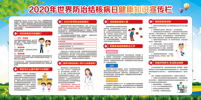 2020年世界防治结核病日携手抗疫防痨守护健康展板