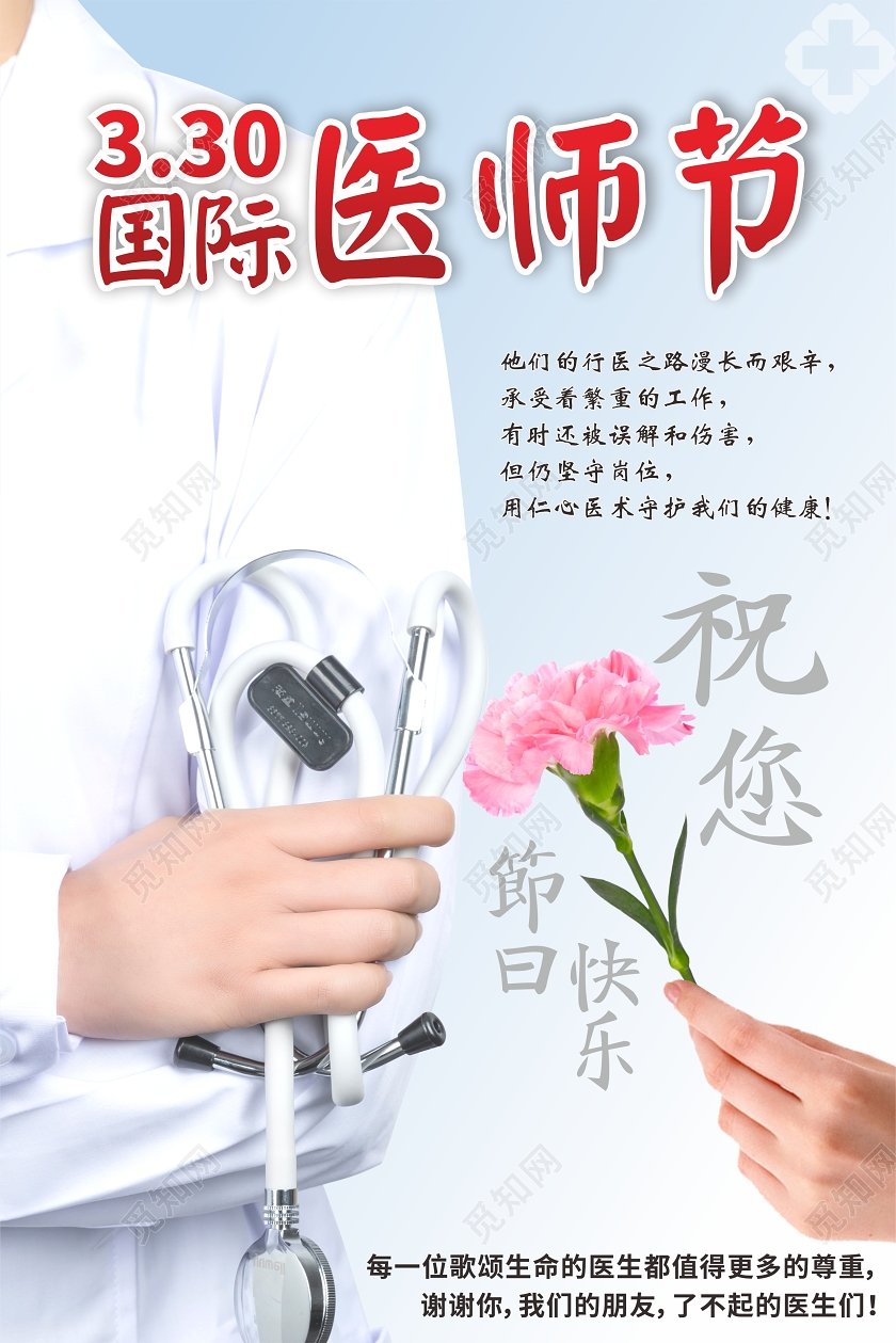 蓝色渐变摄影风330国际医师节海报国际医生节