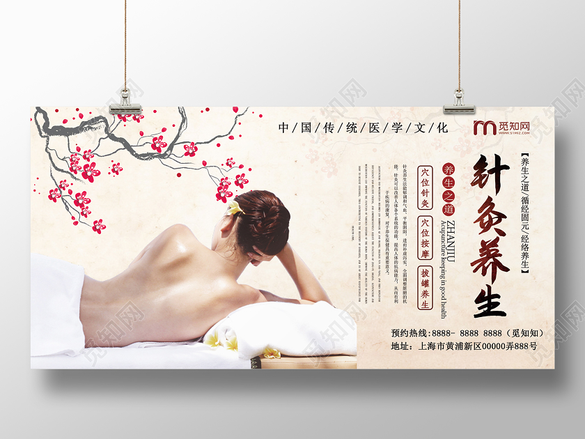 简约大气中医针灸针灸养生宣传栏展板