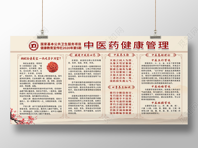简约大气中医中医药健康管理宣传栏展板