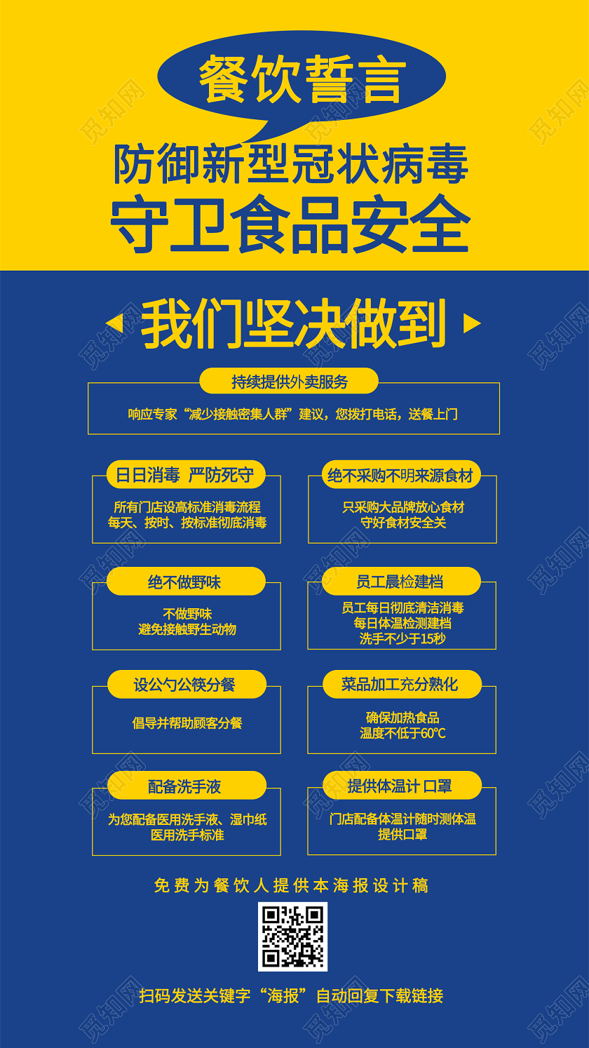 餐饮誓言防御新型冠状病毒守护食品安全餐饮疫情宣传ui
