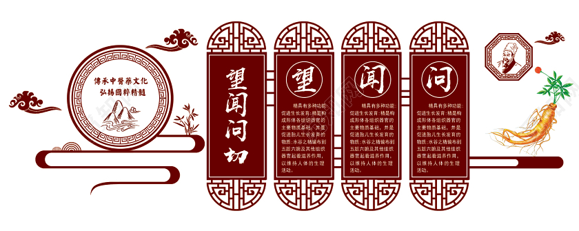 复古中医院中医老中医望闻问切文化墙宣传中医文化墙