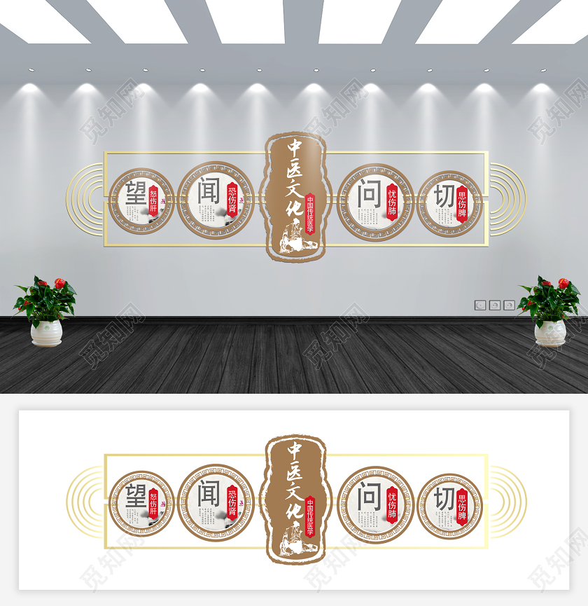 黄色中国风中医文化墙
