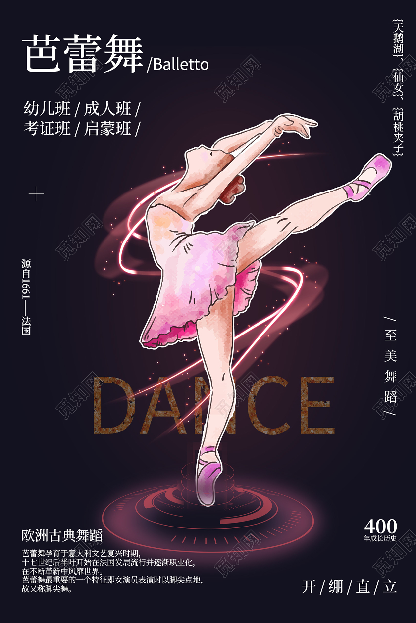 深色创意芭蕾舞海报
