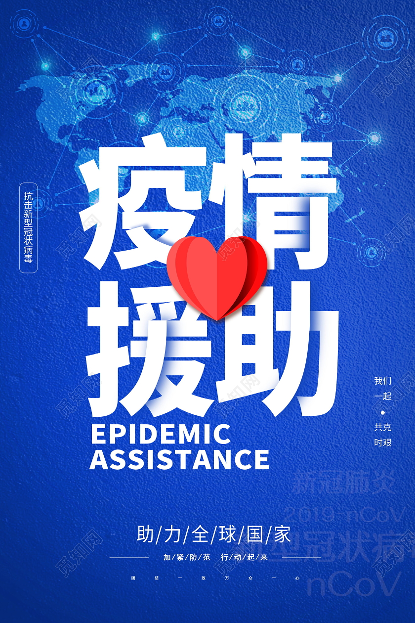 疫情援助助力全球疫情防控宣传海报