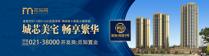 蓝色简约城芯美宅畅享繁华房地产围挡