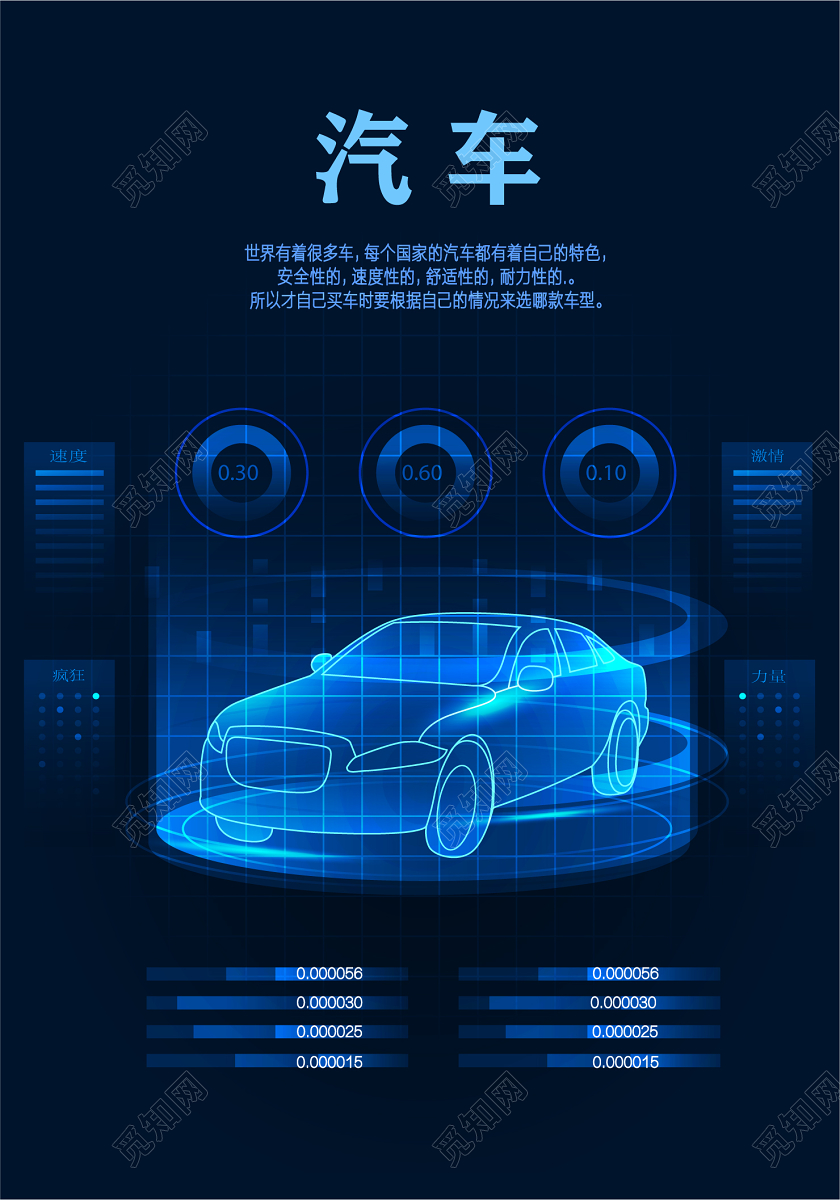 蓝色科技新能源汽车宣传海报