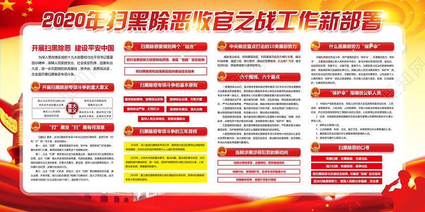 红色党建打赢2020年扫黑除恶收官之战工作新部署党政党课展板