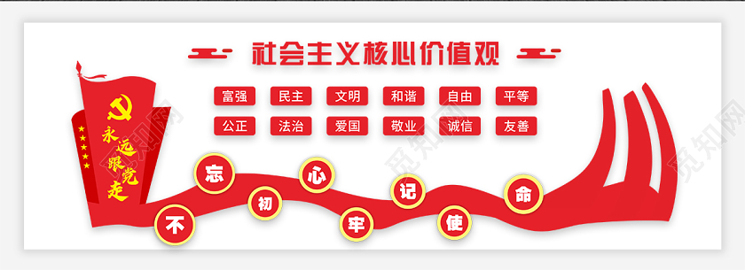 党建造型党建文化墙党员活动室社会主义核心价值观