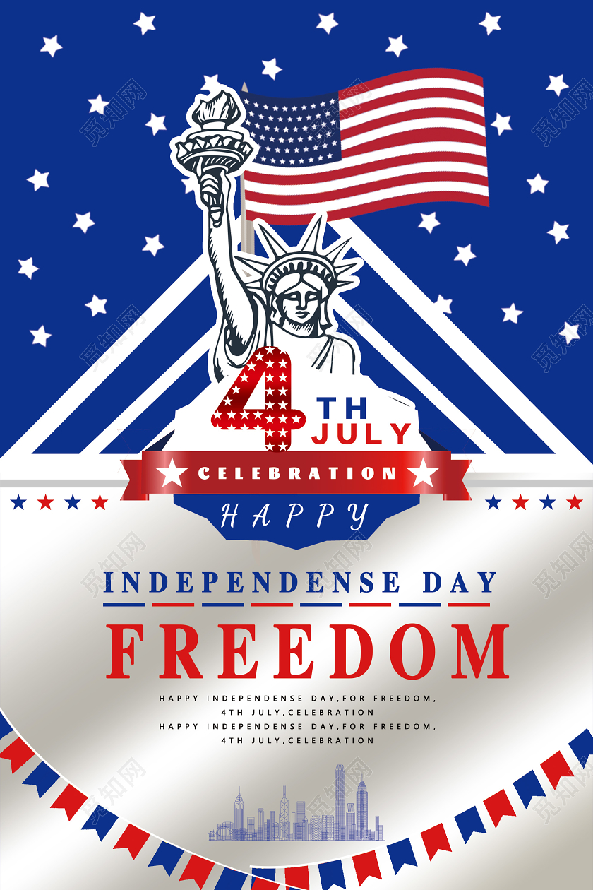 蓝色创意美国海报